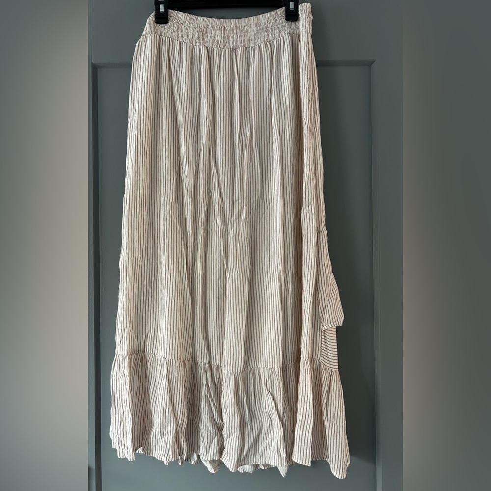 Sonoma Cream & Light Brown Striped Midi Skirt - Picture 2 of 4